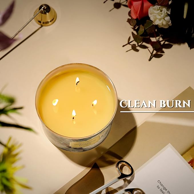 HomeLights Soy Wax Candles for Home Scented, 4-Wick Candles in Sandalwood Jasmine Scented, Industrial Chic Aromatherapy Candles Gift for Parties, Relaxing, 18oz