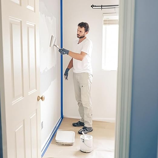 Painters Tape 10 Rolls, Masking Tape 1 Inches x 55 Yards,Gentle Adhesive,Protects Delicate Surfaces, Painting Tape for Walls, Labeling, Decorating,Crafts,DIY,No Residue,Easy Removal,Blue