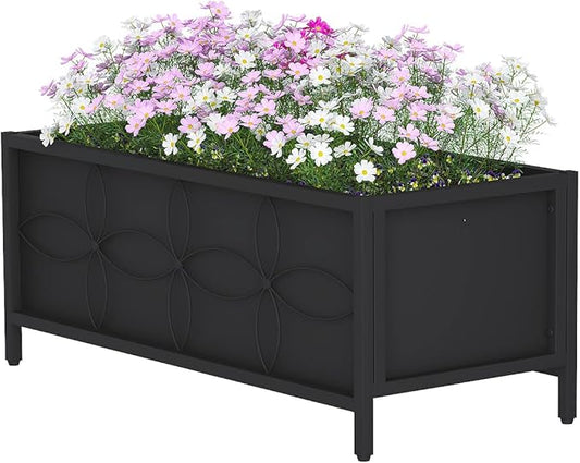 Zhongma Sturdy Raised Garden Bed with Inner Fabric Liners for Vegetables Flower, Planter Box for Backyard Patio Balcony. Inner Size: 33.85x14.17x11 inch