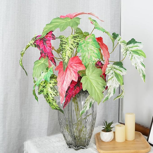 10PCS Artificial Palm Leaves Large Fake Palm Leaves 32.3'' Artificial Tropical Plants Faux Stems and Branches for Vase Home Indoor Outdoor Decor