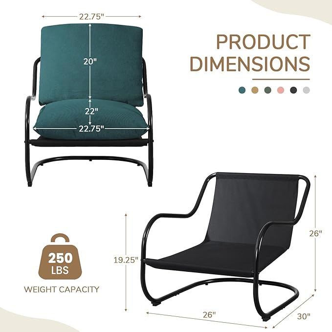 Peace nest Comfy Accent Chair Modern Living Room Bedroom Armchair with Mental Frame Comfortable Shredded Foam Cushion for Balcony Lounge Reading Meeting Room Blue