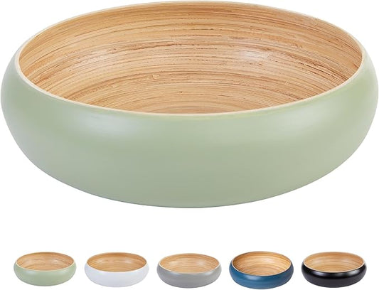 Fruit Bowl For Kitchen Counter, Decorative Bowl, Large Serving Bowl Or Fruit Basket For Kitchen Spun Bamboo (Sage)