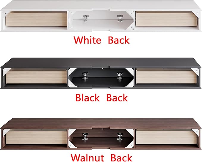 70-inch Wall-Mounted TV Stand, Accommodates 50- to 75-inch TVs, Features Hidden Cable Management, high Weight Capacity, Space-Saving White Floating TV Stand