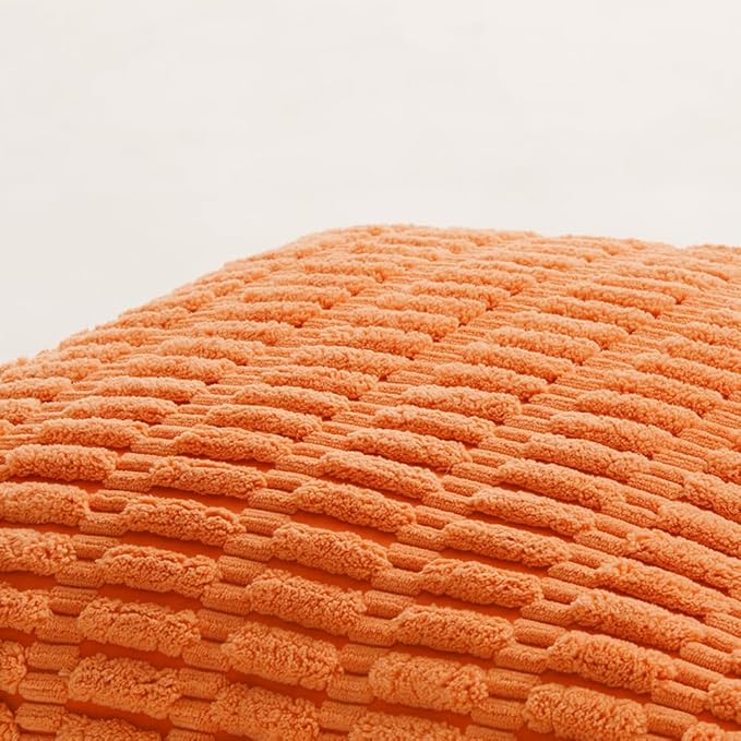 Fancy Homi 2 Packs Fall Burnt Orange Decorative Throw Pillow Covers 18x18 Inch for Living Room Couch Bed Sofa, Soft Striped Corduroy Square Cushion Case 45x45 cm, Rustic Farmhouse Boho Home Decor
