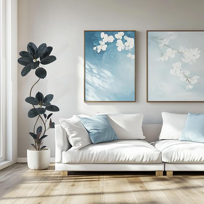 5.3ft Tall Artificial Rubber Tree Faux Plants Indoor Faux Floor Artificial Trees Indoor(Black,5.3ft)