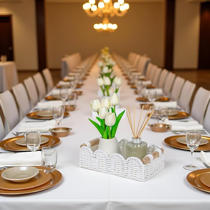 CubesLand Scalloped Edge Decor Basket for Living Room, Home, Bathroom, 2SAME SIZE Paper Rope Basket, Toilet Storage Baskets for Over Toilet Storage Shelf, Cozy Woven Baskets Both Storage&Decor, White