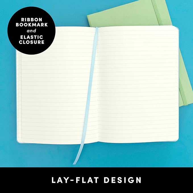 PAPERAGE Lined Journal Notebook, (Light Blue), 160 Pages, Medium 5.6 in x 8 in - 100 GSM Thick Paper – Hardcover Journaling Notebook for Work, School & Note Taking