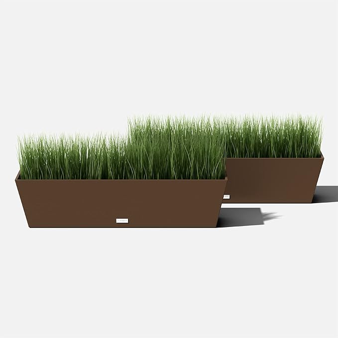 Veradek Pure Series Window Box Planter - Long Rectangular Planter for Indoor or Outdoor Windowsill/Balcony | Durable All-Weather Use with Drainage Holes | Modern Decor for Herbs, Small Plants, Flowers