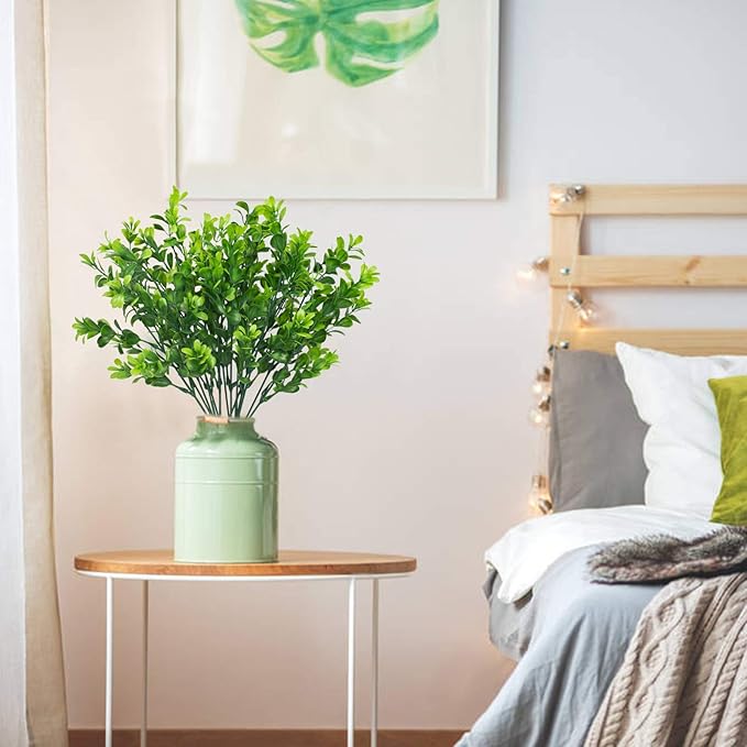 Ouddy Decor 6 Bundles Artificial Greenery Stems Mixed Fake Plastic Plants Eucalyptus Rosemary Faux Magnolia for Outdoor Indoor Garden Home Window Box Decor