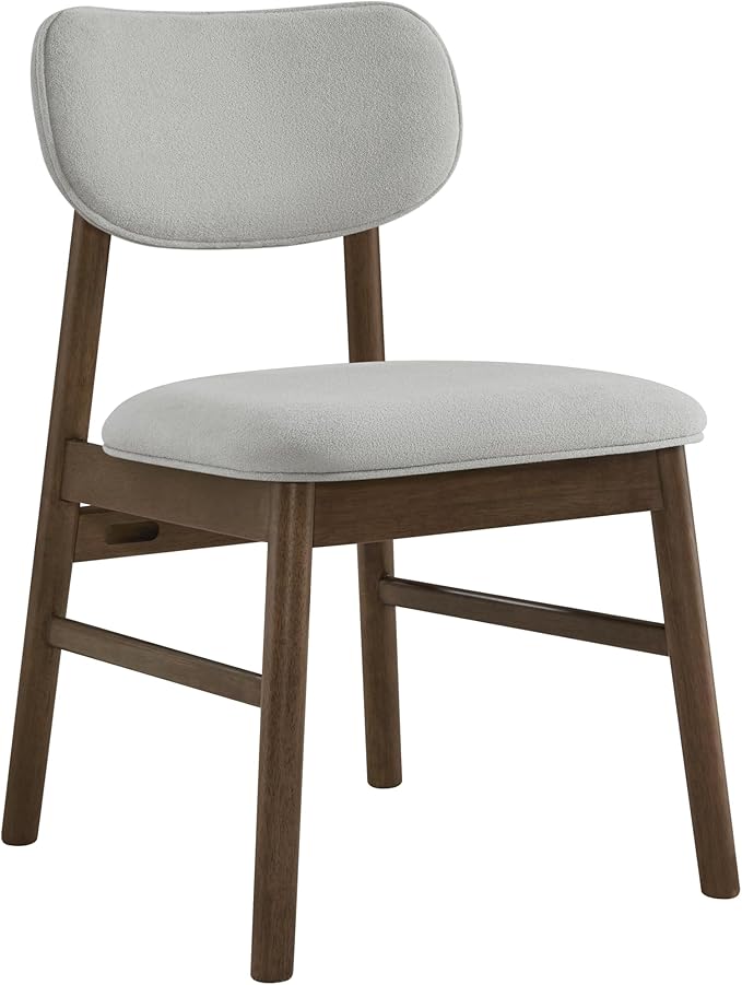 CHITA Upholstered Dining Chairs Set of 2, Mid Century Modern Kitchen & Dining Room Chairs, Solid Wood Frame in Walnut, Chenille Fabric in Silver (Gray)