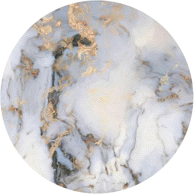 White Gray Gold Marble Coasters Set of 6 Coasters for Drinks Absorbent Double-Sided Leather PVC Coaster for Tabletop Protection Coffee Table Decor Ideal for Home Decor House Warming Gifts