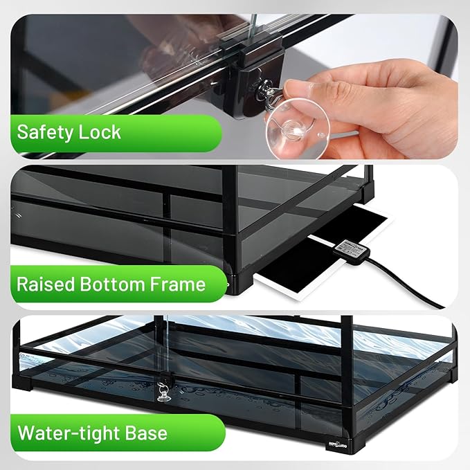REPTI ZOO 36" x 24" x 18" Glass Reptile Terrarium, Front Opening Reptile Habit Tank with Double Hing Doors, Knock-Down Terrarium with Top Screen Ventilation 68 Gallon