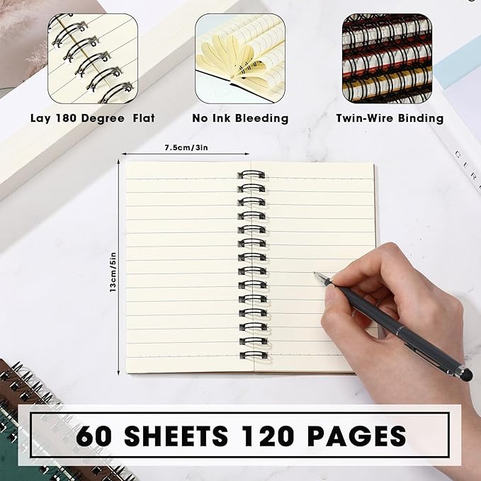 Jutom 18 Pcs Small Spiral Notebooks Memo Pads 3x5 Bulk Small Pocket Notebooks Mini Notepads with Lined Pages Mini Journals for Office Back to School Work Writing Supplies, 120 Pages (Multi Color)