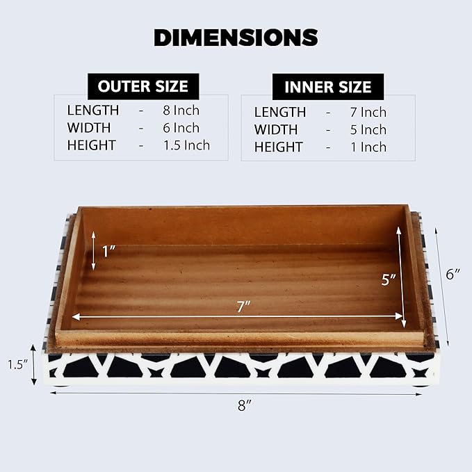 Handicrafts Home Handmade Zellij Collection Decorative Jewelry Box Organizer – Keepsakes, Trinkets, and Home Decor – Antique Coffee Table Storage, Wedding Memory Box, Farmhouse Style Decor, 8x6x1.5