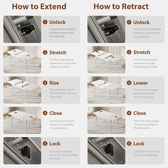 Solid Wood Extendable Dining Table for 4-8 People with Seamless Extension from 47.2 to 63 Inches, Easy Assembly, Expandable Tables for Small Spaces, Dining Room, Kitchen, Living Room, White