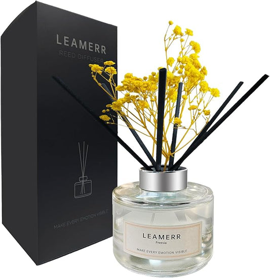 Reed Diffuser Sets Home Fragrance Essential Oil Diffuser Freesia Scent- 7 oz (210 ml) Fragrance Oil Diffuser for Bedroom Bathroom Home Décor Includes Reed Diffuser Sticks, Scented Oils