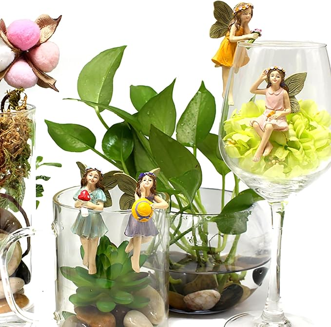 Garden Miniatures Fairies Mini Garden Figurine Set Fairies Statues Without a Stick for Outdoor Garden Yard Lawn Home Decor Lovely Resin Fairy Angel Accessories (5 Pieces)