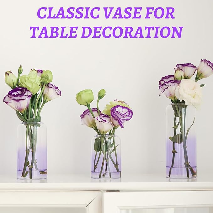 24Pcs Glass Bud Vases Set, Small Flower Vase for Centerpieces, Small Vases for Flowers, Decor Centerpiece for Bathroom, Decorative Vases for House Warming (Purple)