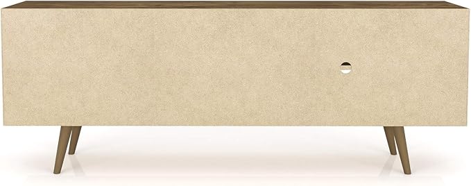 Manhattan Comfort Liberty Mid Century Modern TV Stand for Televisions up to 60 Inches, Bedroom and Living Room Entertainment Center with Storage, Shelves, and Cabinet, 63" Wide, Rustic Brown/White
