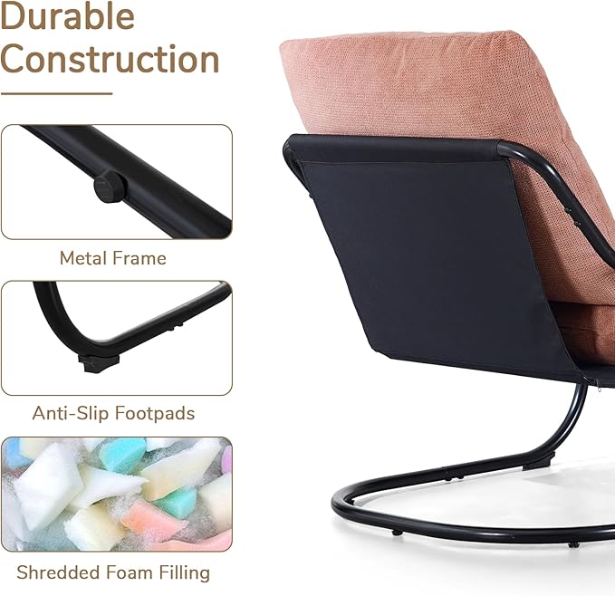 Peace nest Comfy Accent Chair Modern Living Room Bedroom Armchair with Mental Frame Comfortable Shredded Foam Cushion for Balcony Lounge Reading Meeting Room Pink