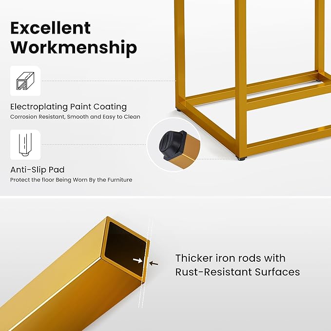 PHI VILLA White and Gold Bar Stools Set of 4-24 Inch Backless Bar Stools Metal Steel Frame Base with Footrest, Counter Height Bar stools