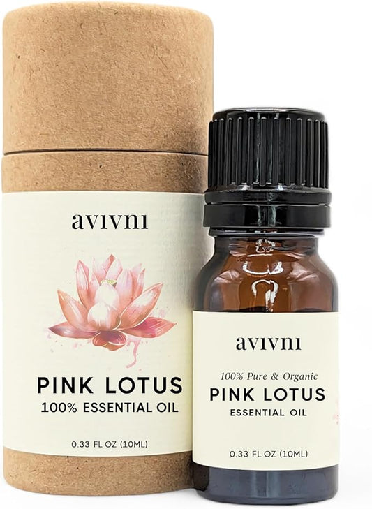 Pink Lotus Essential Oil - 100% Pure & Natural, Organic, Undiluted for Aromatherapy, Skin, Hair, Diffuser (0.33oz - 10ml)