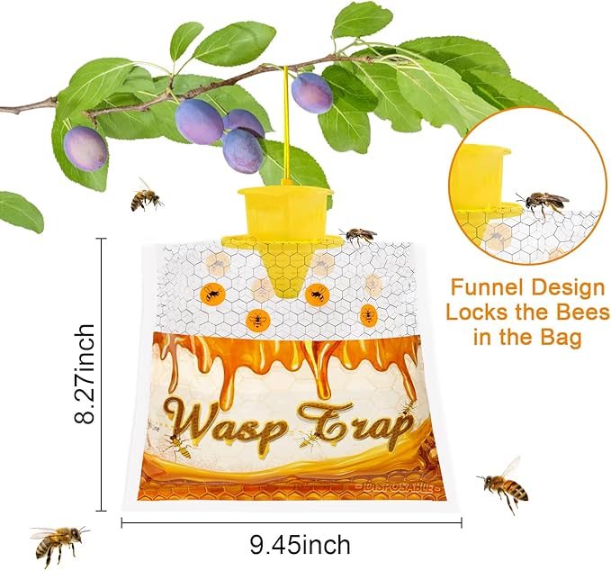 6 Pack Disposable Wasp Traps Outdoor Hanging Carpenter Bee Traps for Outside Yellow Jacket Trap Hornet Trap Wasp Catcher Killer for Bug Flies Patio Garden