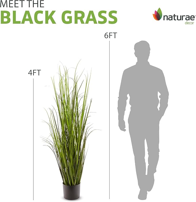 Naturae Decor 47” Tall Realistic Artificial Grass, Outdoor & Indoor Potted Plant – Fake Grass Decor for Home, Office & Patio, Durable & Low-Maintenance