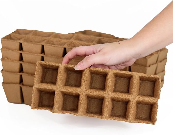 Daniel's Plants 2" Naked Pots Seedling Trays | Natural Plantable Seed Starter Trays | OMRI-Listed Biodegradable | Earth Friendly Contains No Peat | 100 Cell 2 Inch Tray (100, 2 Inch Tray)