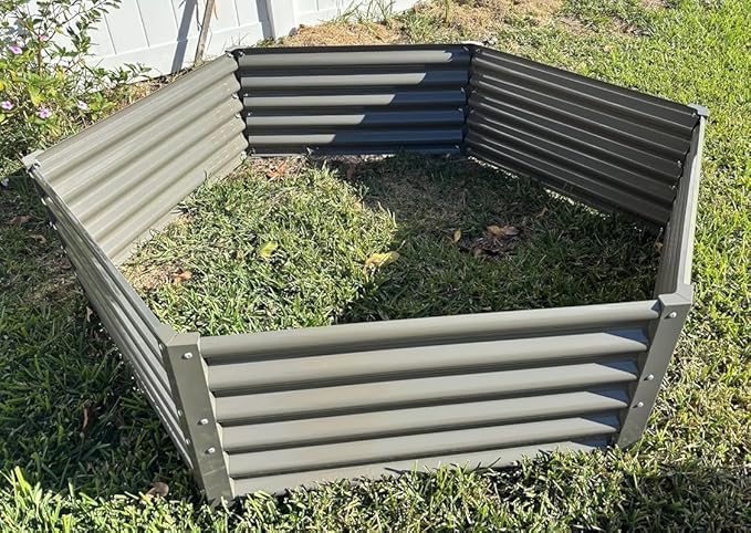 A ANLEOLIFE 33-Pack Deep Root Galvanized Raised Garden Beds Outdoor for Planting Vegetables Flowers Herb, Quartz Grey