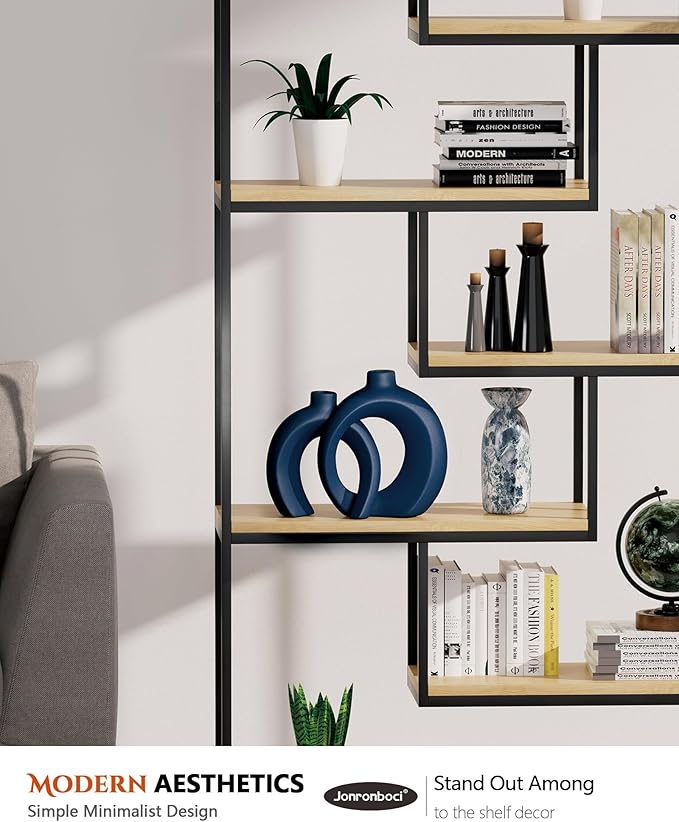 Blue Vase Set of 2 - Donut Navy Vases Home Decor, Modern Coastal Decor - Decorative Vase, Ceramic Decorations for Living Room Coffee Table Bookshelf Shelf Console Mantle (Matte Navy Blue)