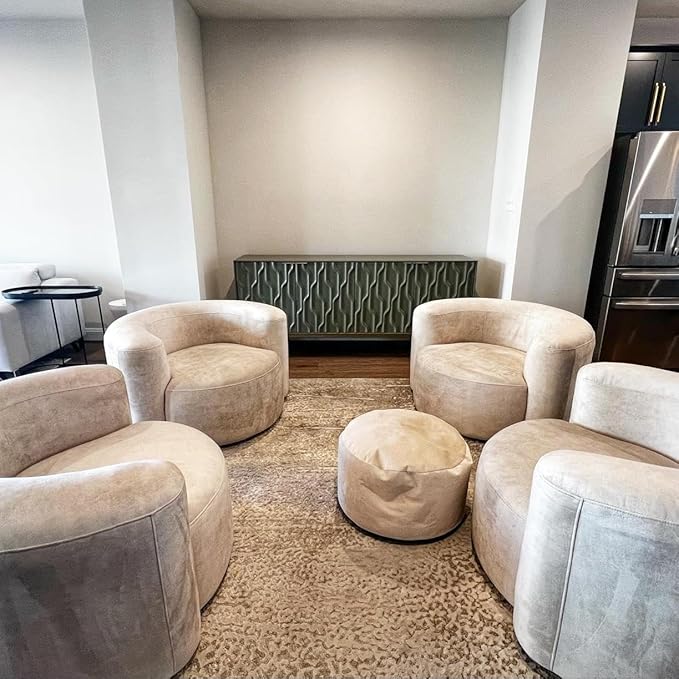 Acanva Luxury Modern Tight Curved Back Velvet Sofa, Minimalist Style Comfy Couch for Living Room Apartment Reception Space, Cream Single Chair