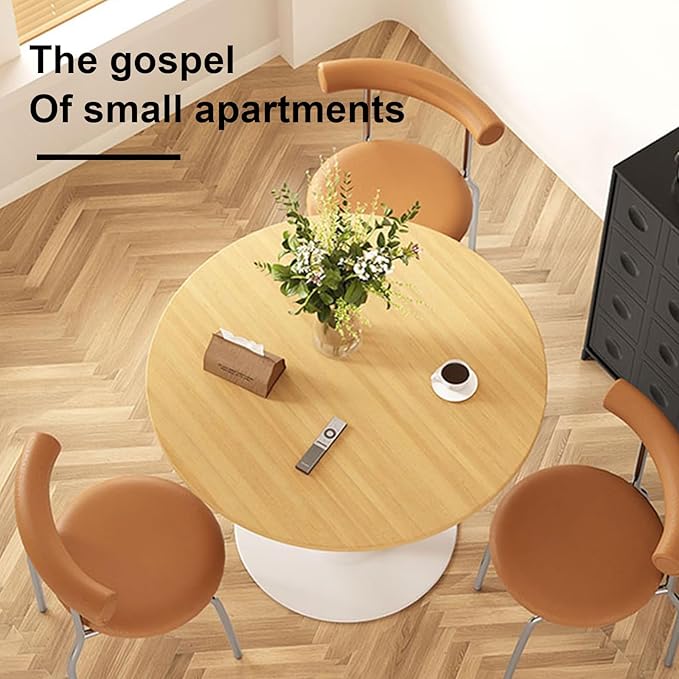 23.62" Mid-Century Round Dining Table, Small Dining Table, Side Table for 2 People, Small Round Dining Room Table with Sturdy Trumpet Base, Circle Kitchen Table for Dining Room, Kitchen, Living Room