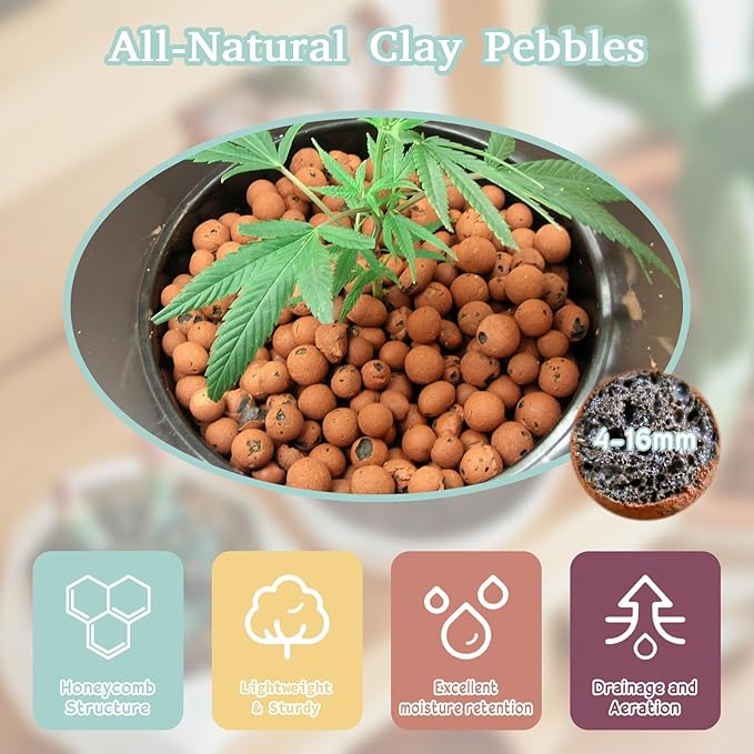 Legigo 6 LB Organic Leca Clay Pebbles for Plants, 4mm-16mm 100% Natural Leca Balls for Indoor Plants, Hydroton Clay Pebbles for Plants Hydroponic Aquaponics Growing Orchid Drainage Terrarium