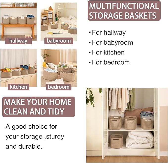 OIAHOMY 4 Pack Storage Baskets for Organizing, Cube Storage Bins for Shelves, Rectangle Storage Baskets With Handles, Woven Baskets for Storage, 12.7''Lx9''Wx7.8''H, Yellow