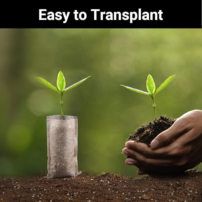 Seed Starter Bags Small, 200PCS 3x4 inch Non-Woven Nursery Plant Grow Bags, Fabric Seedling Bags Pots Pouch for Plants Seeding Clones Home Garden Supply