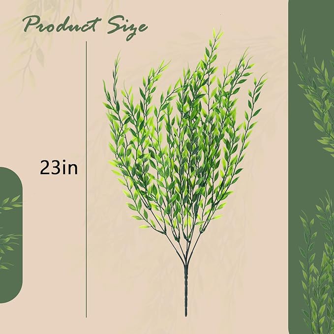 summer flower 8pack Fake Plants Weeping Willow Set Artificial Greenery Sterms Hanging Ivy Vine Plant Faux Garland Leaves UV Resistant for Outdoor Porch Party Garden Indoor Home Office Decoration