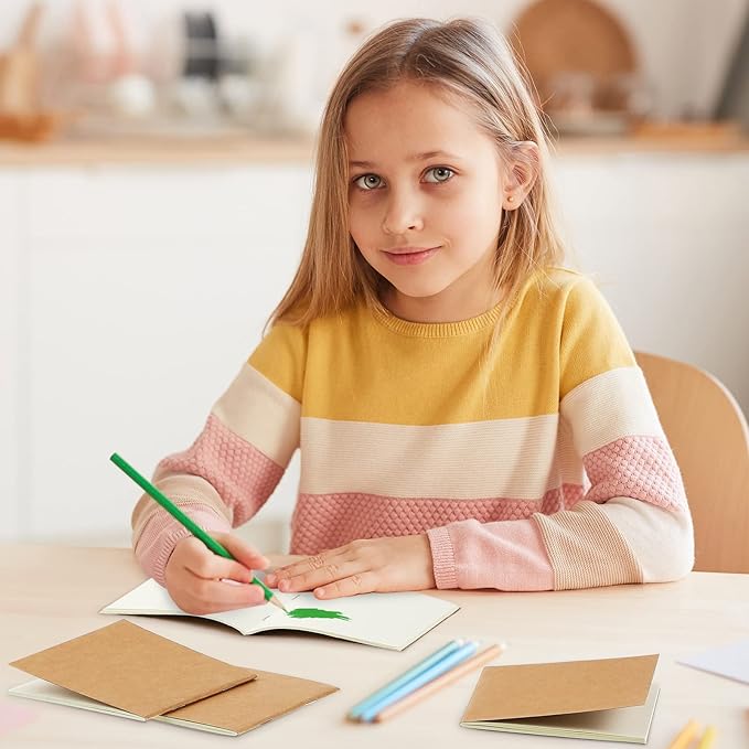 Thenshop 150 Pack Mini Notebooks Bulk Small Notepad Unlined Journals Pocket Blank Sketchbooks Kids Students Gifts Back to School Supplies 4 x 4 Inch 24 Sheets(Kraft)