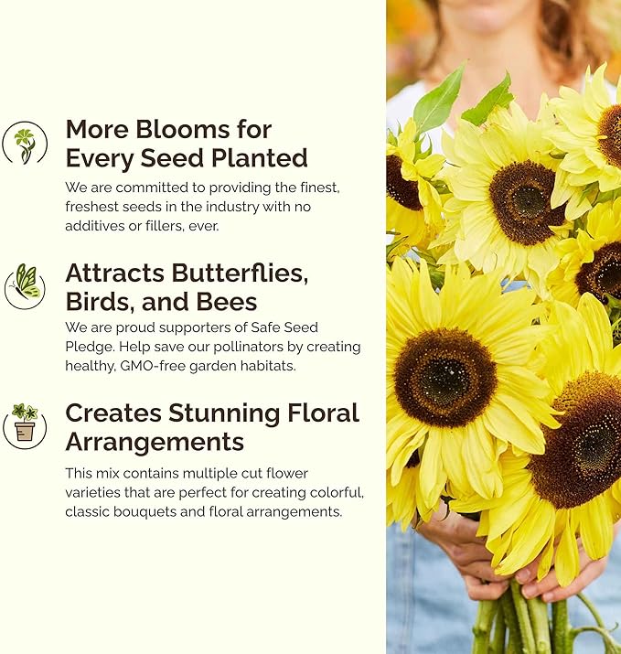 Eden Brothers Ole Yeller Wildflower Mixed Seeds for Planting, 5 lb, 2,400,000+ Seeds with African Marigold, Sunflower | Attracts Pollinators, Plant in Spring or Fall, Zones 3, 4, 5, 6, 7, 8, 9, 10