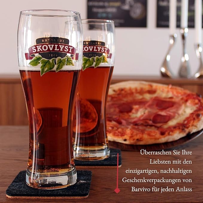 Barvivo Classic Felt Coasters for Drinks - Set of 8 Cork Coasters with Felt Side for Indoor and Outdoor Tabletop Protection, Anti Slip, Absorbent, Suitable for Drinks & All Table Types - Black Design