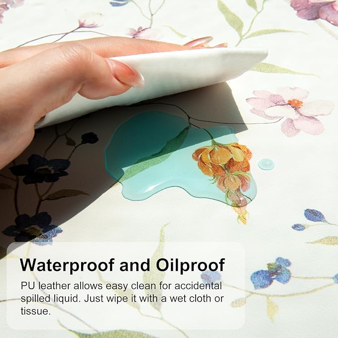 QIYI Floral Mouse Pad, Large Desk Mat for Desktop, Women Girls Watercolor Flowers Office Décor Desk Accessories, PU Leather Waterproof Gaming Mousepad, Wildflowers Desk Pad Computer Mat, 31.5" x 11.8"