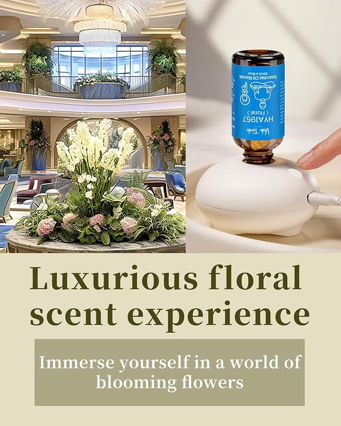 Hotel Diffuser Oil with Waterless Diffuser, Hotel Scent Essential Oil Gift Set for Women Mom Couples Friend (1 fl.oz Floral Hotel Scent Diffuser Oil x 2 & Aromatherapy Diffuser)
