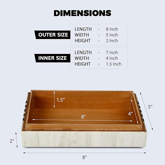 Handicrafts Home Handmade Mono Collection Decorative Jewelry Box Organizer – Keepsakes, Trinkets, and Home Decor – Antique Coffee Table Storage, Memory Box, Farmhouse Style Decor Sprint, 8x5x2