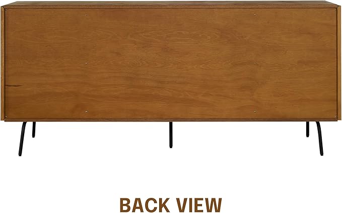 NTC Veil Modern Sideboard with 4 Doors, Buffet Cabinet with Vertical Groove Design and Metal Legs, Storage Cabinet for Living Room, and Hallway, Effortless Assembly - Rustic Oak