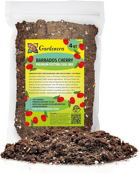 Barbados Cherry Potting Mix - Promote Strong Roots and Abundant Yields with Our Premium Blend - 4 Quart