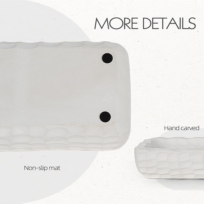 Oakrain 30 inches Large Decorative Bowl for Home Decor, White Dough Bowl with Hand Carved Irregular Texture, Unique Table Centerpieces, Wooden Home Decor Accents for Farmhouse Boho Rustic Style