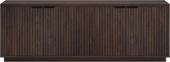 Henn&Hart TV Stand for TVs up to 78'' with 2 Storage Cabinets and Adjustable Shelves for Living Room, Family Room, or Office, Alder Brown