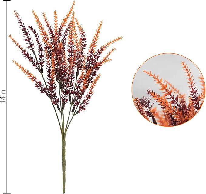 Krissing 40 Pcs Artificial Fall Flowers for Outdoors UV Resistant Artificial Fall Lavender Outdoor Flowers Fake Greenery Shrubs for Home Indoor Outside Garden Patio Porch Fall Decor