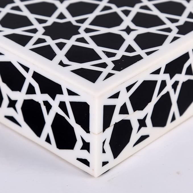 Handicrafts Home Handmade Zellij Collection Decorative Jewelry Box Organizer – Keepsakes, Trinkets, and Home Decor – Antique Coffee Table Storage, Wedding Memory Box, Farmhouse Style Decor, 8x5x2