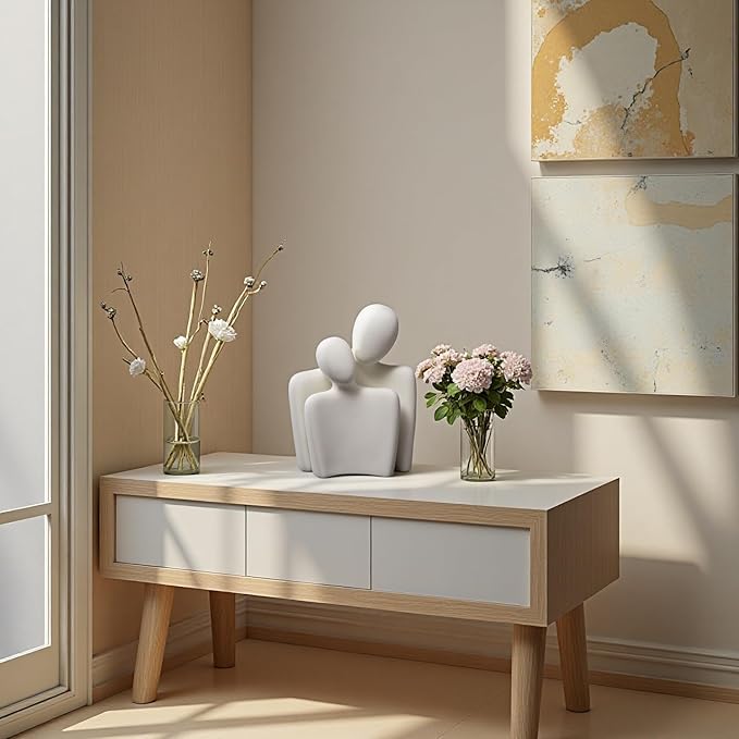 Ceramic Couple Statue Modern Shelf Decor Knick Knacks for Shelves, Valentine's Day Wedding Gifts, Home Decor for Living Room, Bedroom, Bookshelf & TV Stand (XL)